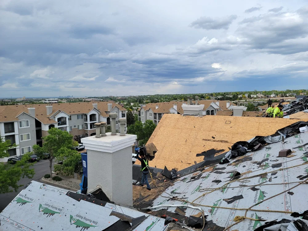 Roofing project on a multifamily property