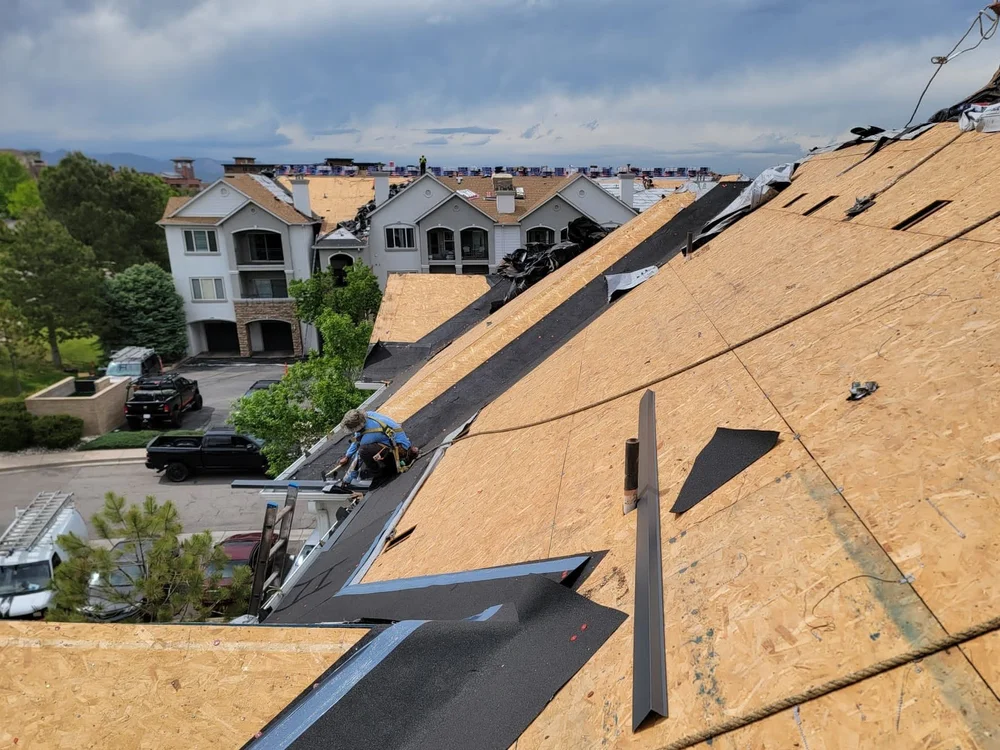 Roofing materials staged for a multifamily project